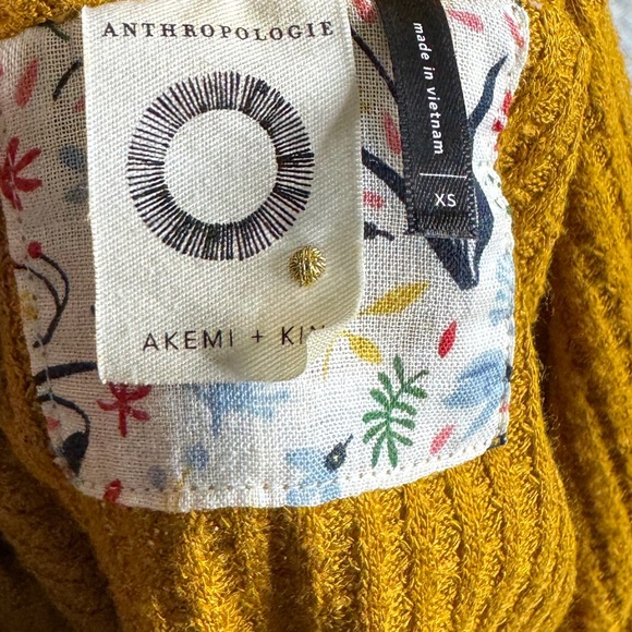 Anthropologie Akemi and Kin Woodruff Waffle Knit Wrap Mustard Long Sleeve Sz‎ XS - Picture 9 of 11